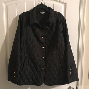 Black Quilted Jacket With Gold Tone Buttons 3XL
